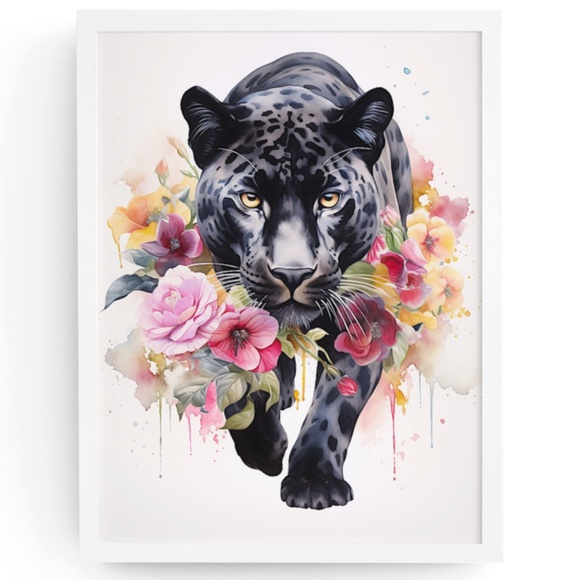 Watercolor Black Jaguar Wall Art Print Unframed - Majestic Jungle Elegance - Picture 7 of 7